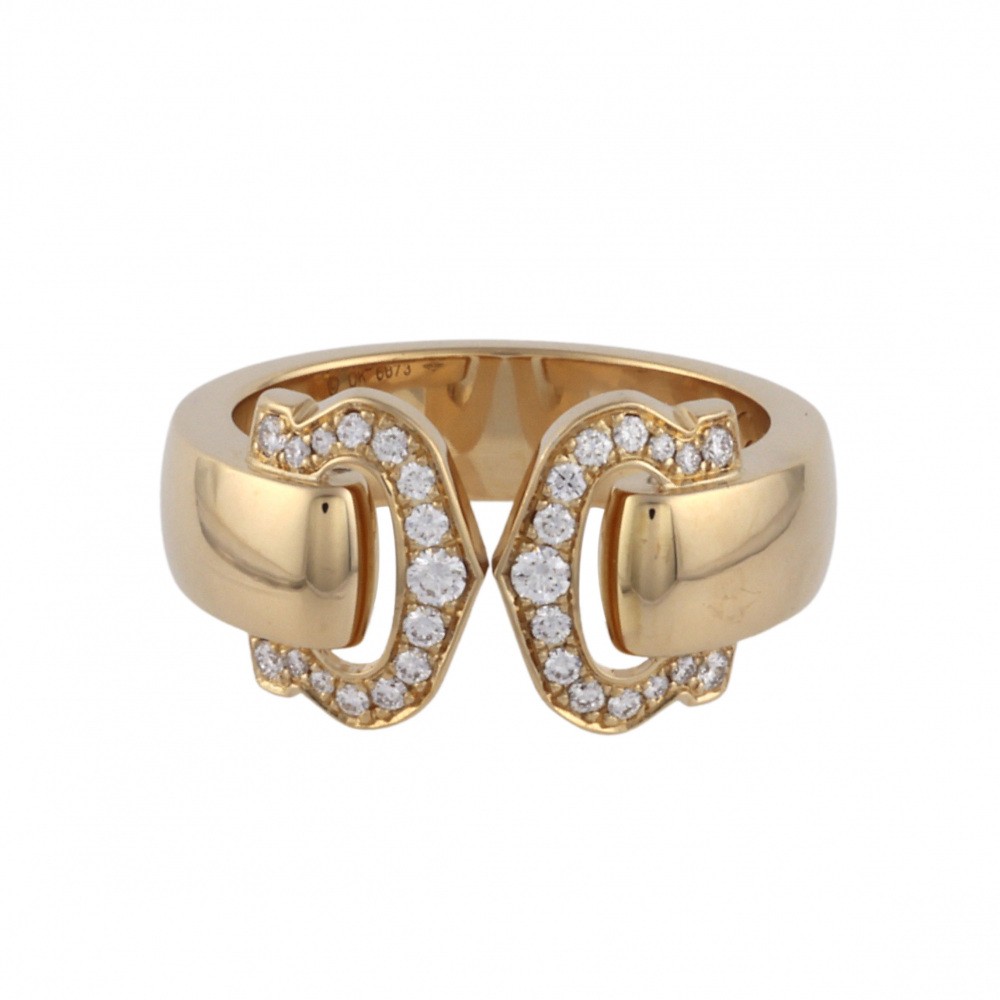 Cartier 2C Boucurse Ring 18K Yellow Gold Diamond