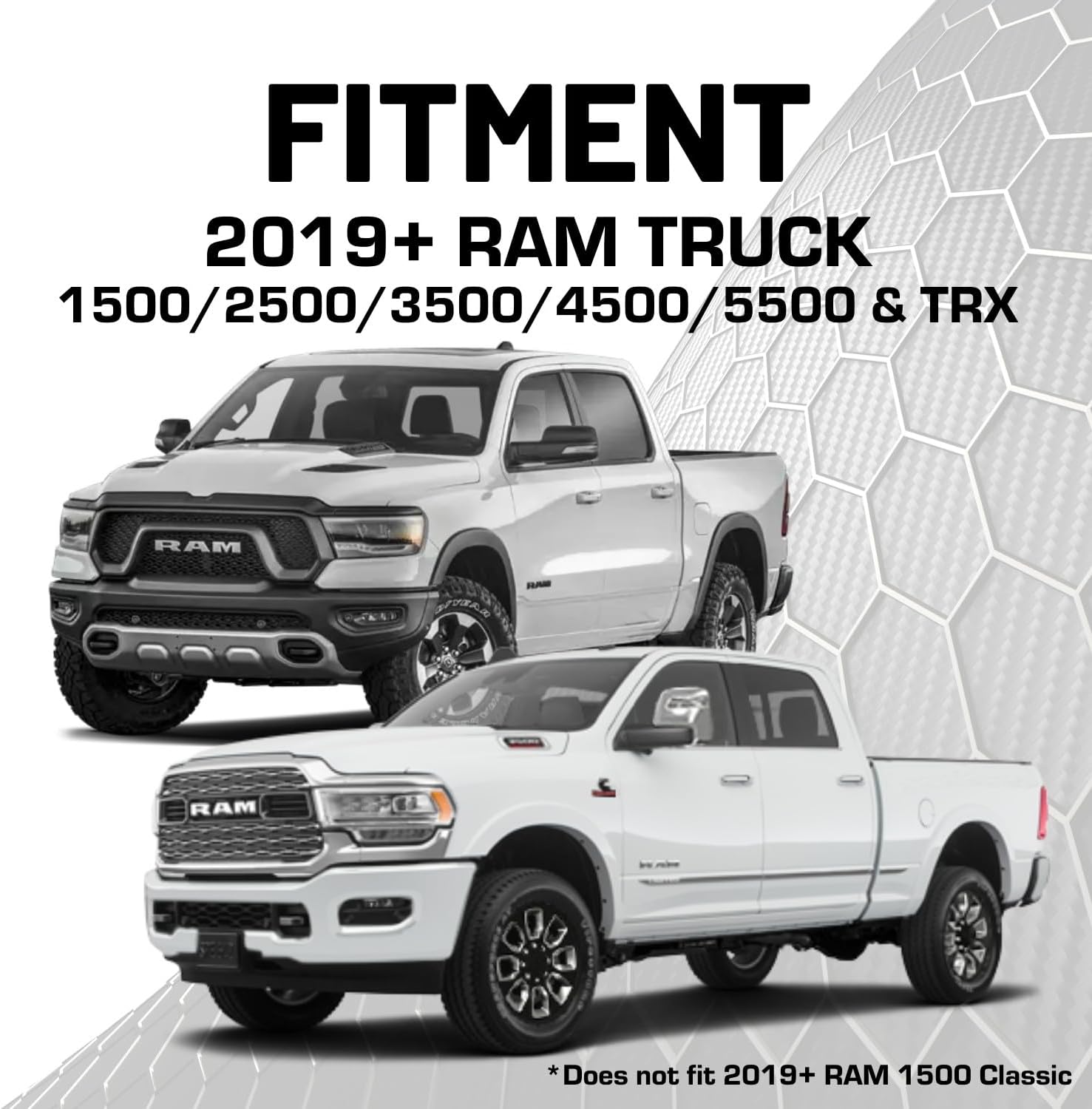 Dash Mount Cell Phone Holder RAM Truck Compatible (2019+ 1500, 2500, 3500 and TRX) with 20mm Ball Mount - Compatible with iPhone and Android Smartphones (Dual Ball with 2 Phone Holders)