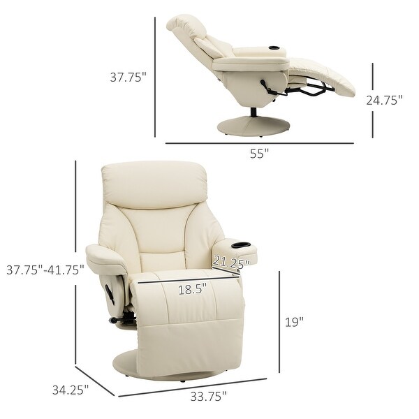 Considerate Design 360�� Swivel Manual Recliner with Cup Holder,Modern Lounge Armchair with Side Pocket