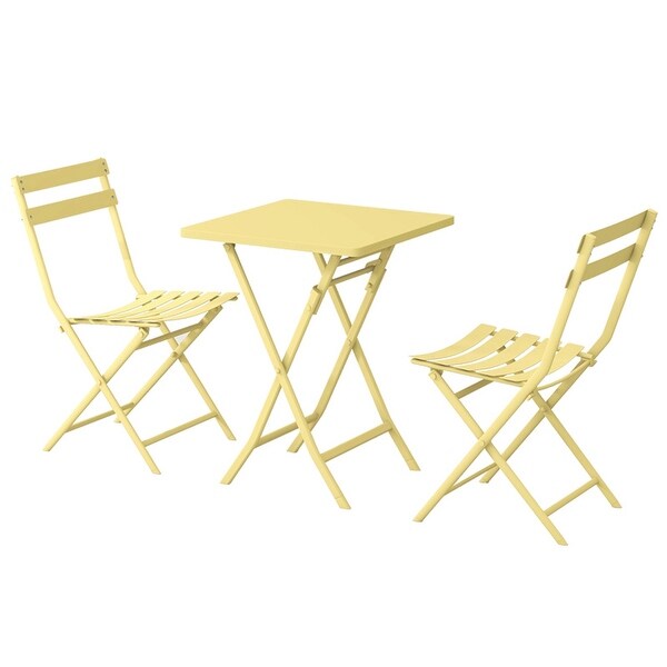 3Piece Patio Bistro Set of Foldable Table and Chairs,Dark Green