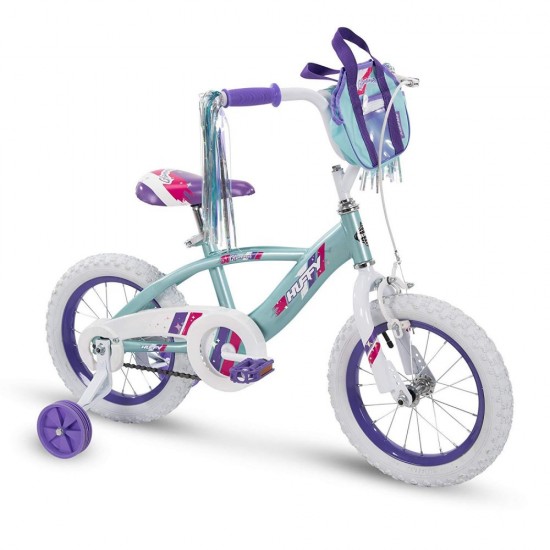 Glimmer 14″ Age 4-6 Kids Bike Bicycle with Training Wheels, Sea Crystal