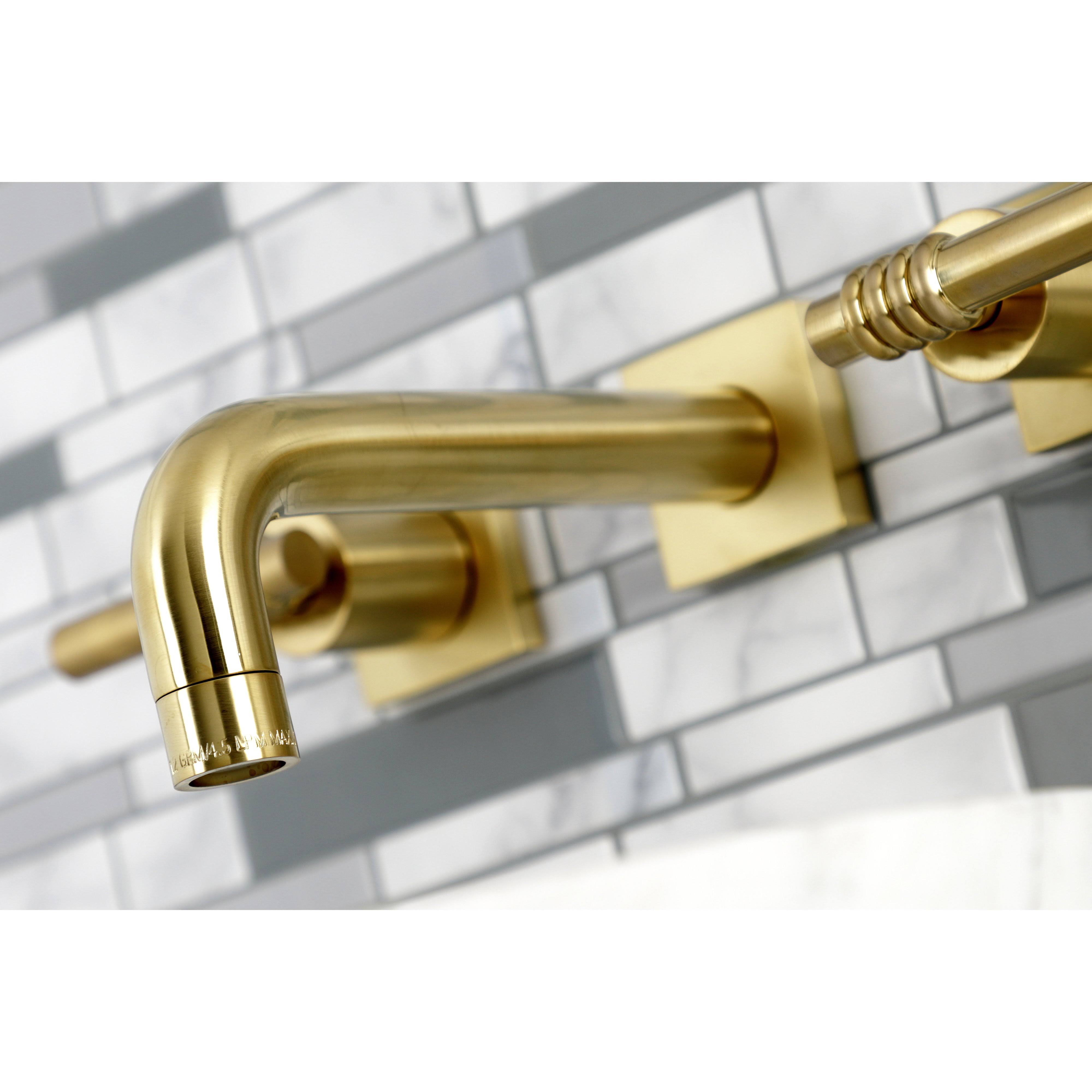 Kingston Brass KS6128ML Milano Two-Handle Wall Mount Bathroom Faucet Brushed Nickel