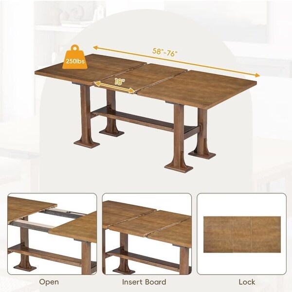 Extendable Dining Table Set,with Removable Leaf and Upholstered Chairs