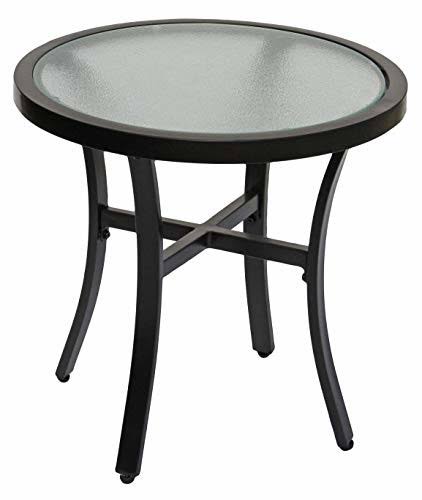 Garden Elements Bellvue 20x22 Round Glass Top Table