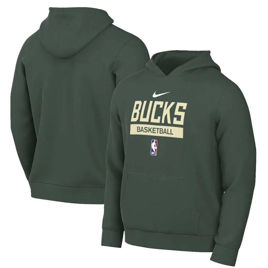 Men's Milwaukee Bucks Green 2022/23 Spotlight On-Court Practice Performance Pullover Hoodie