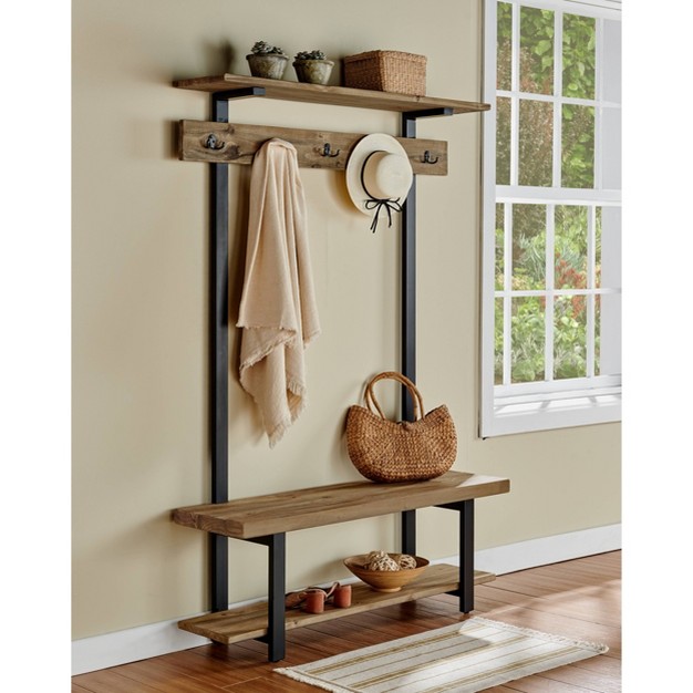 Pomona Entryway Hall Tree With Bench Shelf And Coat Hooks Alaterre Furniture