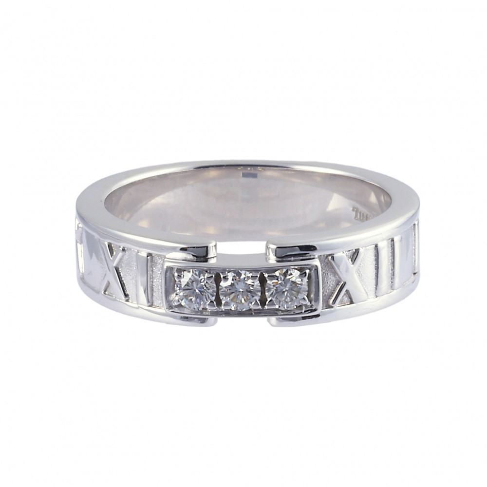 Tiffany & Co. Atlas 3PD Ring 18K White Gold Diamond