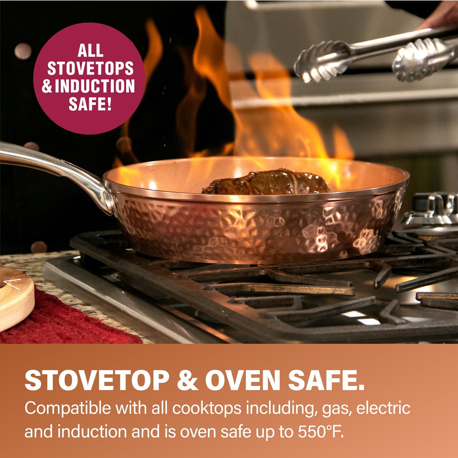 Gotham Steel Hammered 10 Piece Cookware Set, Oven Safe, Dishwasher Safe - Elegant Pots and Pans