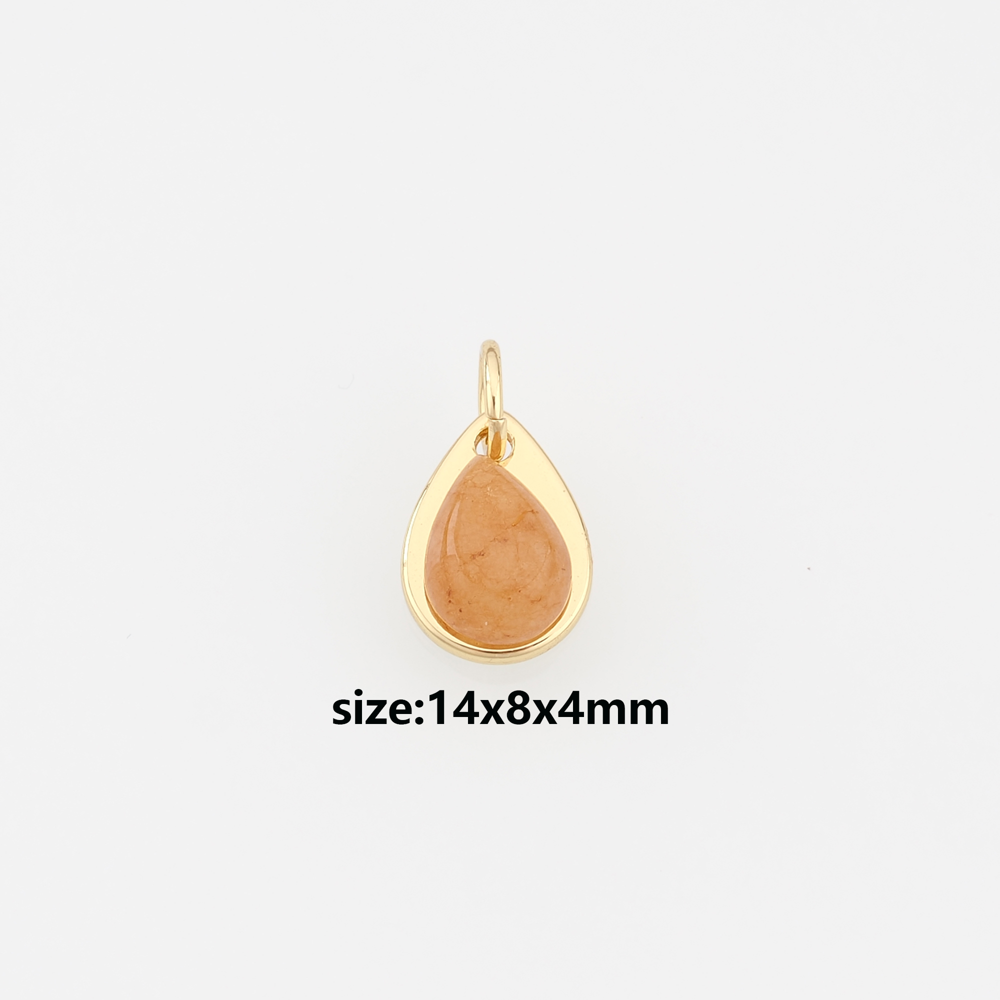 18K Gold Filled Teardrop Pendant,Natural Stone Charm Earrings Necklace for DIY Jewelry Making Supply