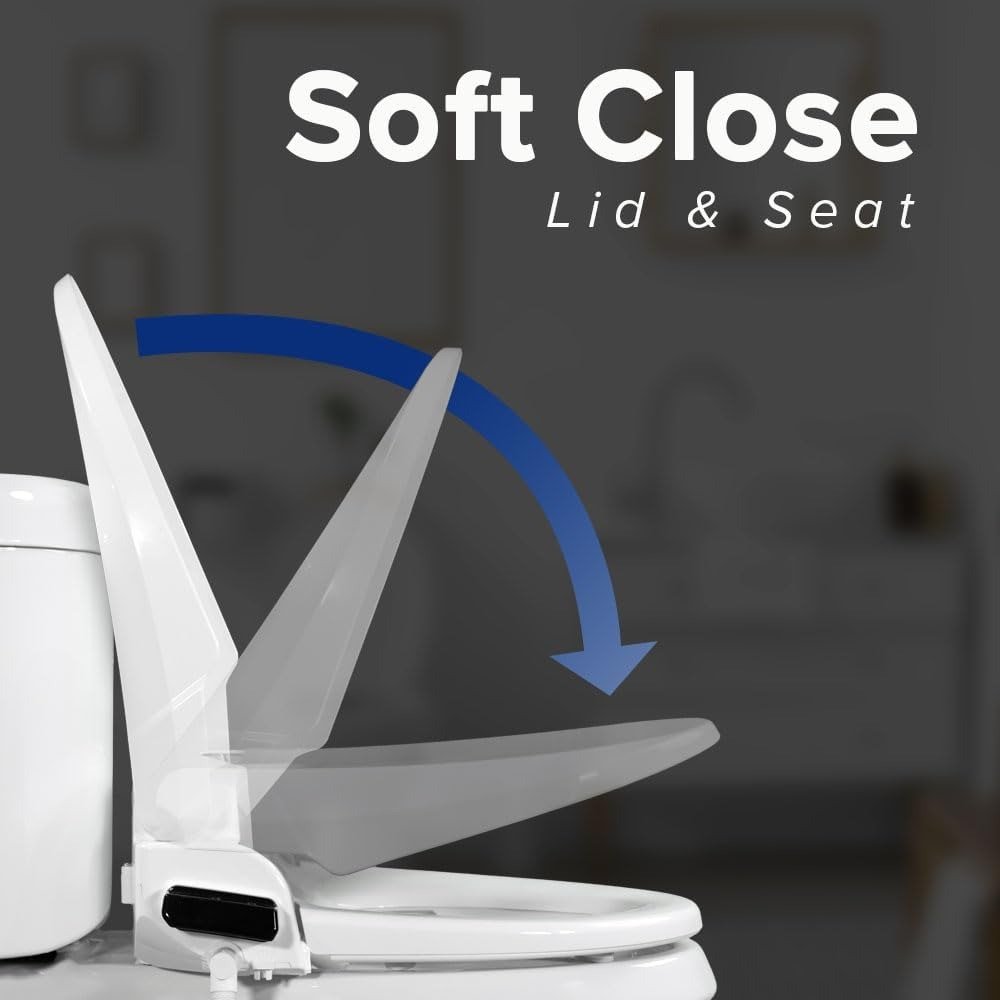Electric Smart Bidet Toilet Seat with Heated Seat & Warm Air Dryer, Remote Control Elongated Bidet