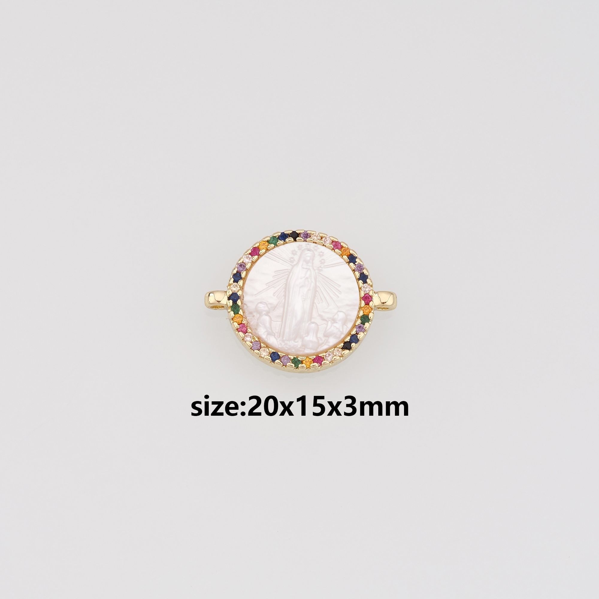 18K Gold Filled Virgin Mary Connector,CZ Micro Pave Religious Charm Necklace Bracelet for DIY Jewelry Making Supply