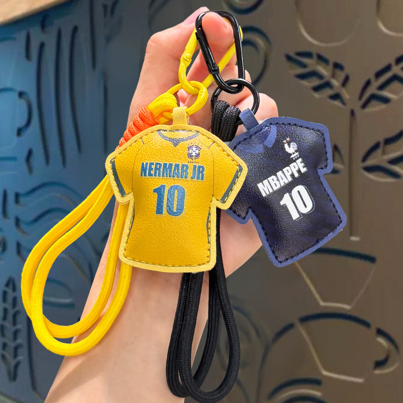 Creative Leather Jersey Keychain Pendant 2026 World Cup Fan Football Leather Couple Bag Ornament Gift