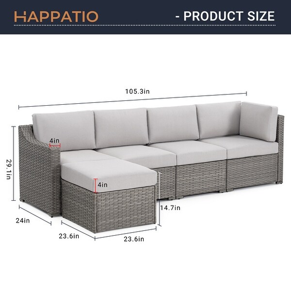 5 Piece Patio Sectional Conversation Set