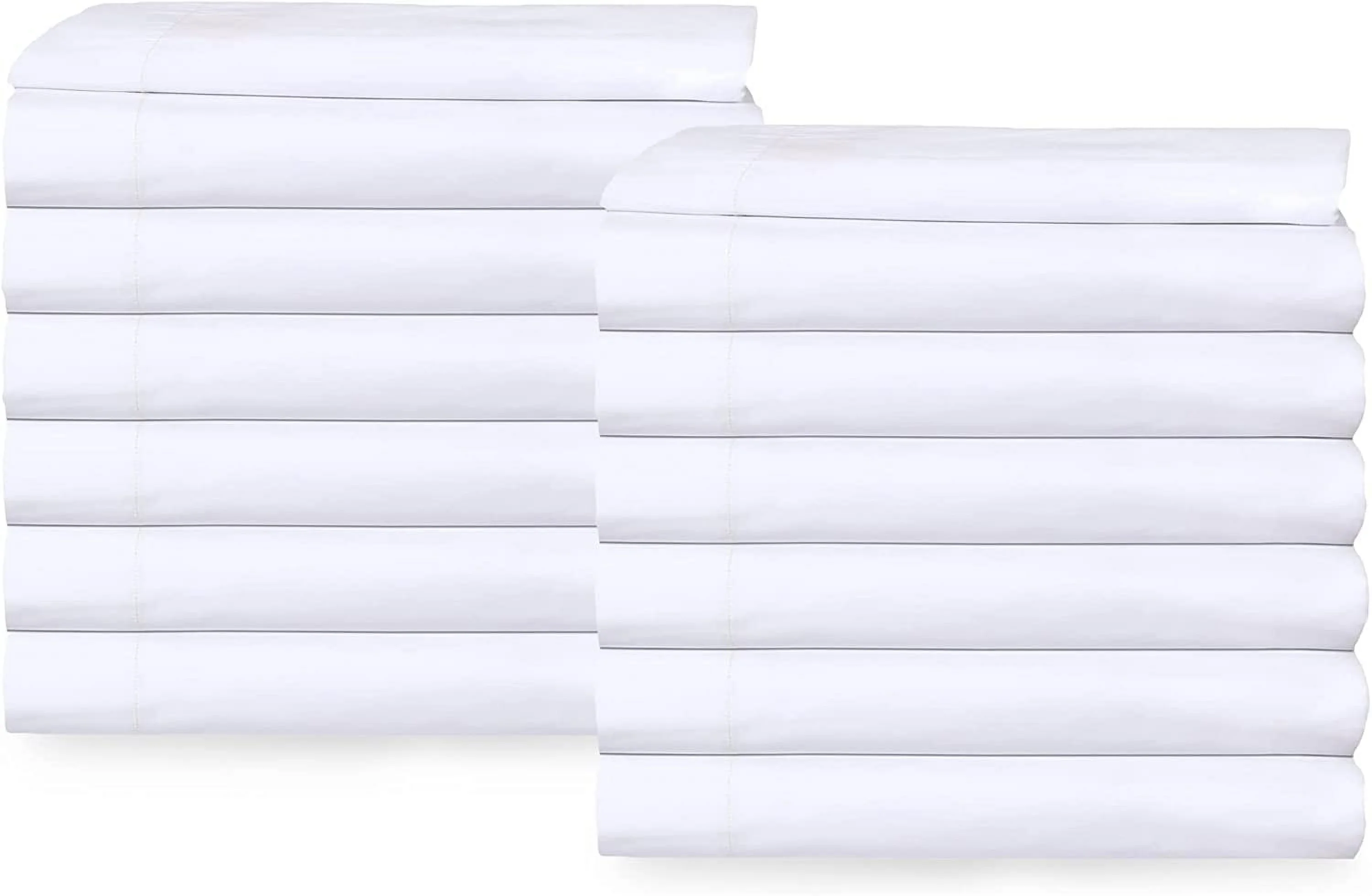 GOLD TEXTILES Twin Flat Sheet 66X108 inches Pack of 24 Bright White T-200 Percale Cotton Rich Hotel Linen Extra Soft