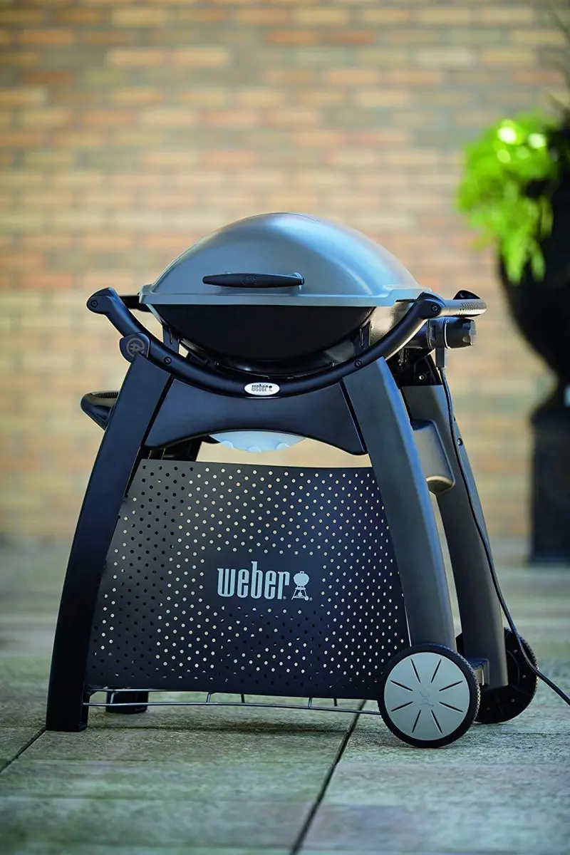 Weber Q 6525 Grill Cart – Dedicated Stand for Q 2000 Series Portable Gas & Electric Grills, Sleek Black Finish