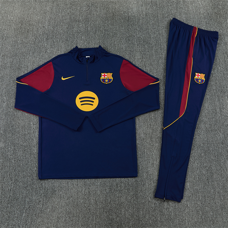 Adult/ Kids 2627 Barcelona half zipper Training Suit - Navy 3