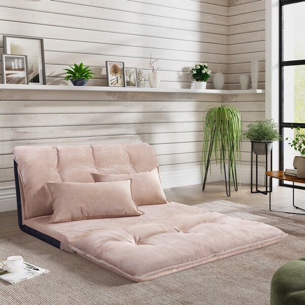 Lazy Sofa Adjustable Folding Futon Sofa with Pillows