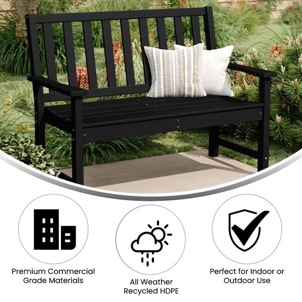 All Weather Heavy Duty Commercial Recycled HDPE Bench with Curved Seat