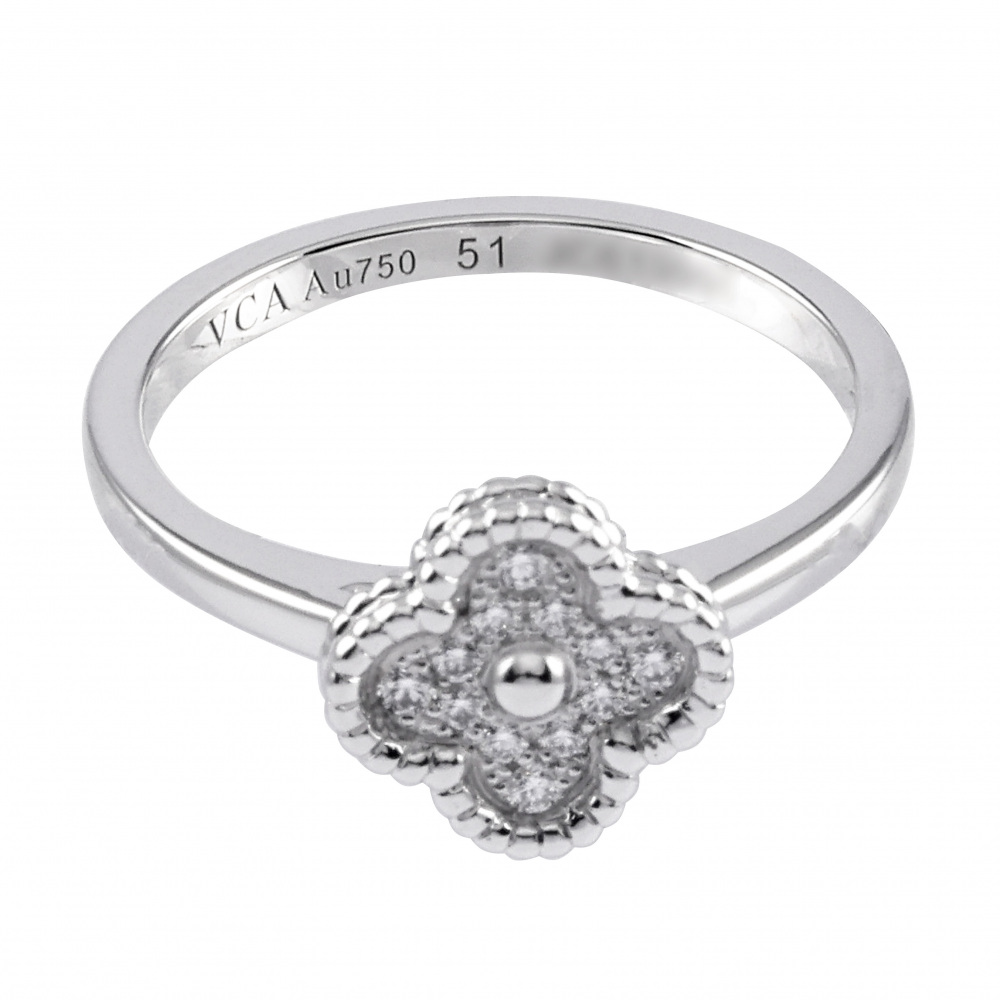 Van Cleef & Arpels Sweet Alhambra Ring 18K White Gold Diamond VCARO85800