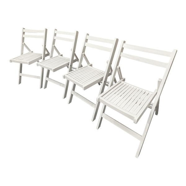 4pc White Wooden Armless Foldable Chair Set