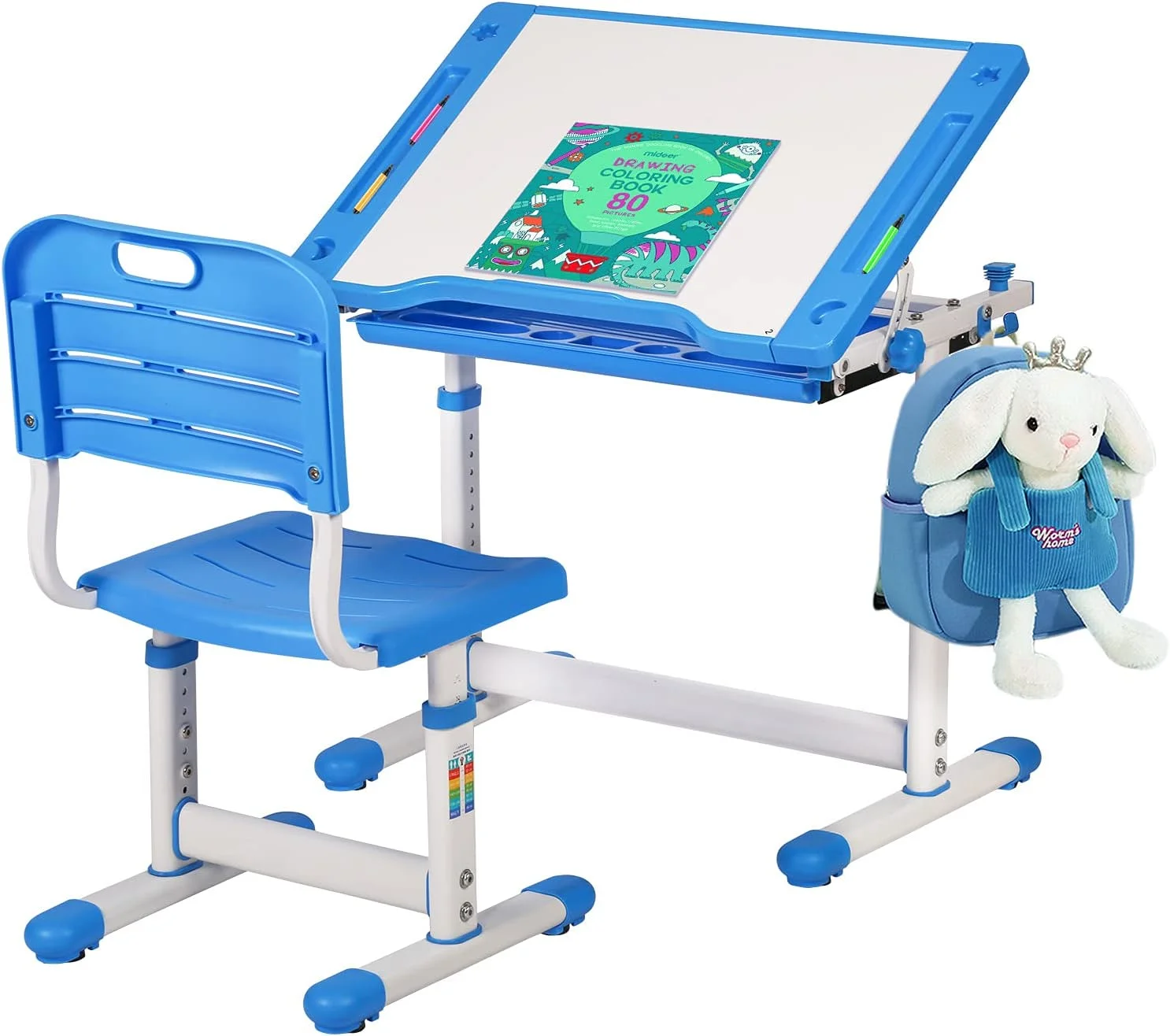 Children Desk Kids Study Child School Adjustable Height Children's Table Chair Set with Storage for Kids