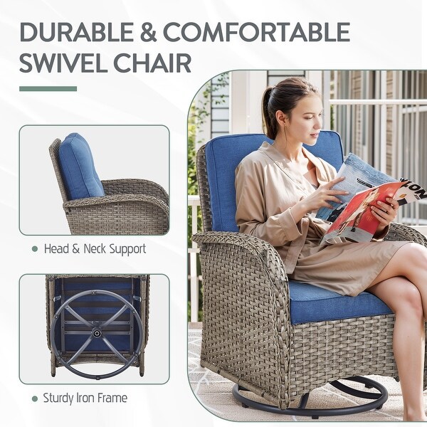 Pocassy Patio Swivel Rocker Chairs with Side Table