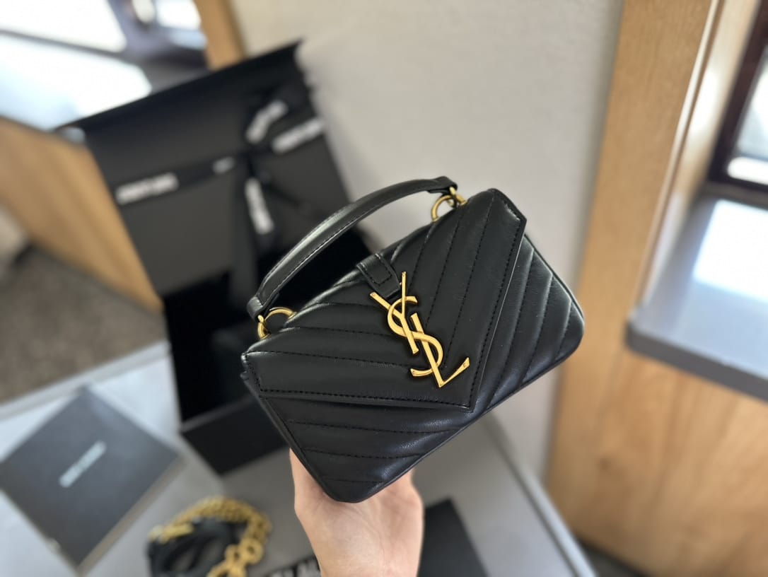 Saint Laurent College Mini Chain Bag Black 18Cm