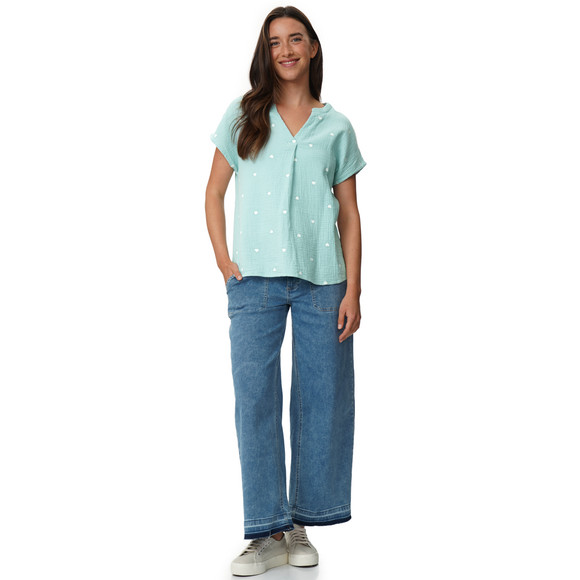 Gina Damen Musselin-Bluse mit Herz-Stickerei