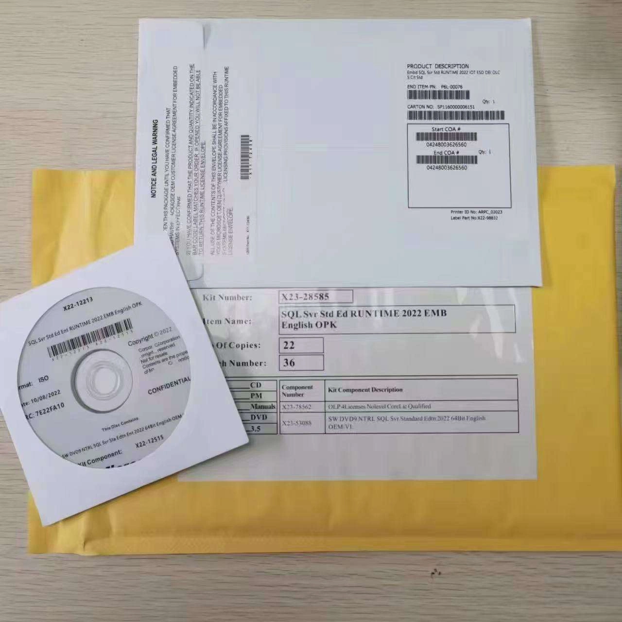 SQL Server 2022 Standard DVD Package