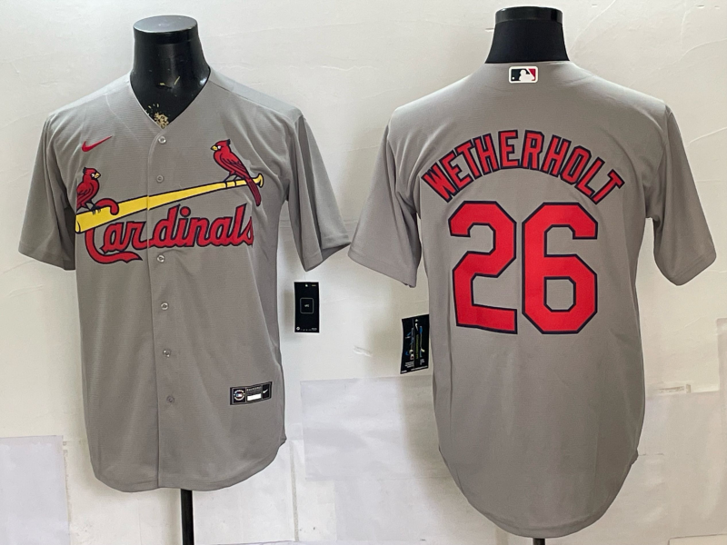 Men's St. Louis Cardinals JJ Wetherholt #26 Gray Replica Player Jersey