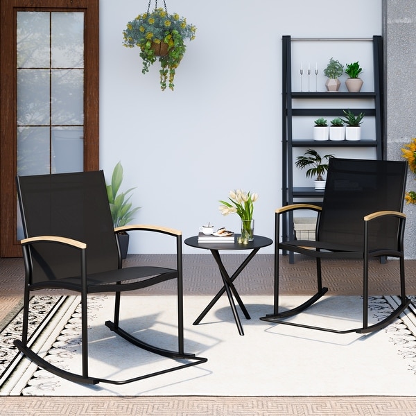 Futzca 3Piece Patio Bistro Sets,Two Chairs with Coffee Table