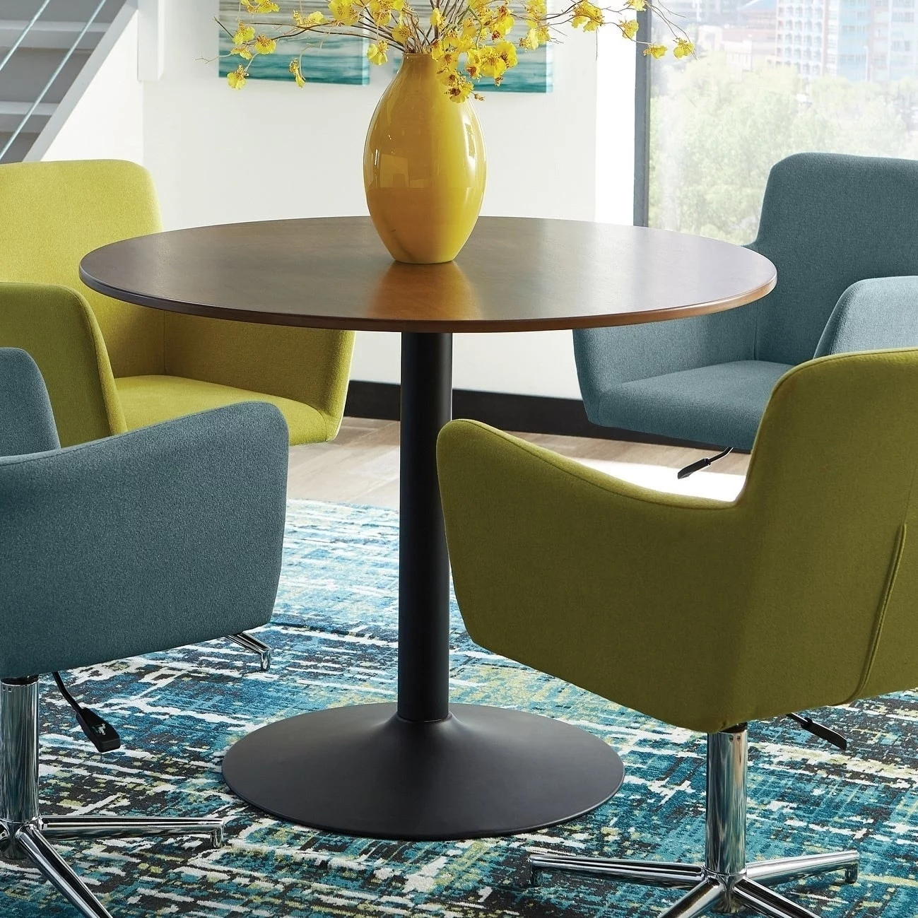Coaster  Furniture Cora Walnut and Black Round Dining Table