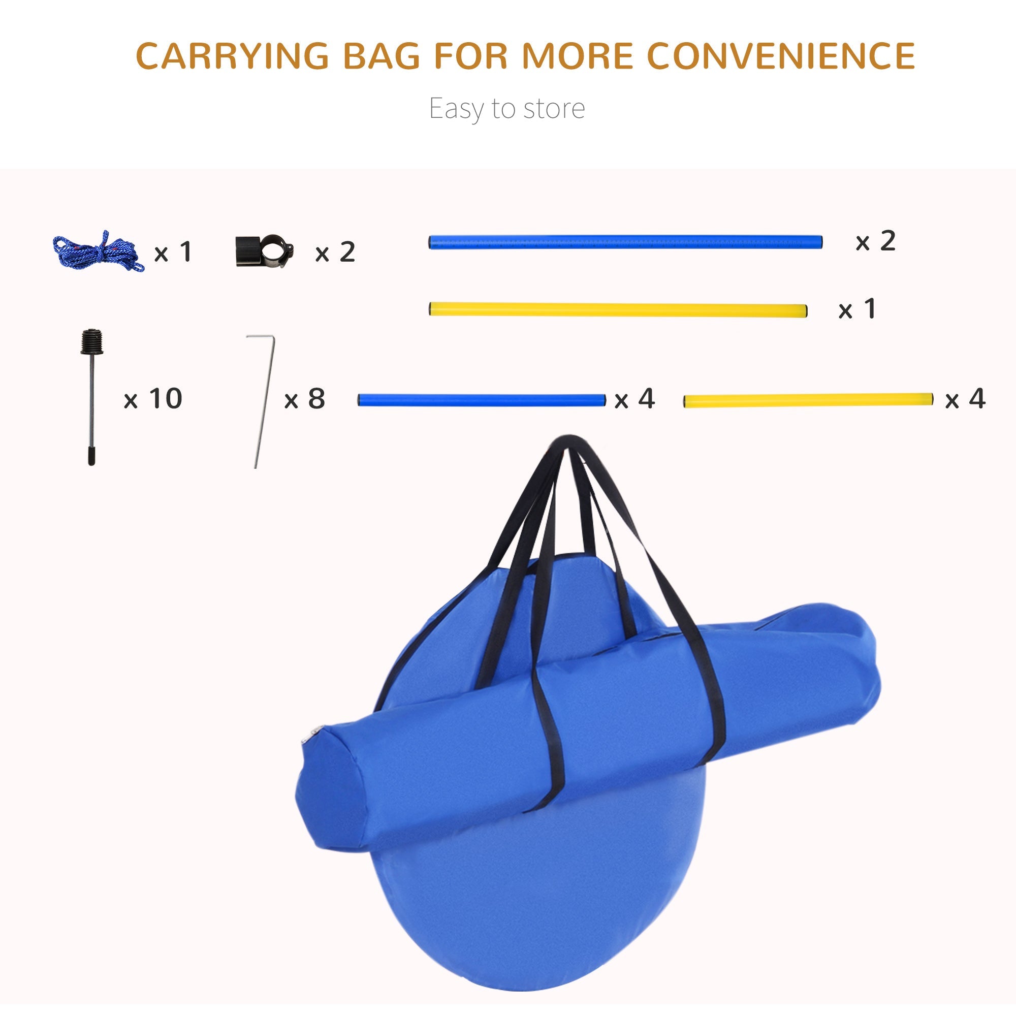 Pawhut 4PC Obstacle Dog Agility Training Course Kit Backyard Competitive Equipment- Blue, Yellow