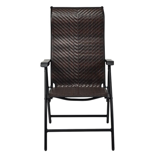 Costway Patio Rattan Folding Chair Recliner Back Adjustable