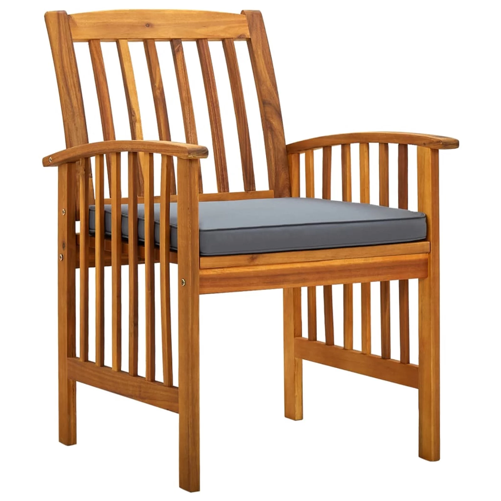 Anself 6 Piece Garden Chairs with Dark Gray Cushion Acacia Wood Outdoor Dining Chair for Patio, Balcony, Backyard, Outdoor Furniture 24 x 25.2 x 35.4 Inches (W x D x H)