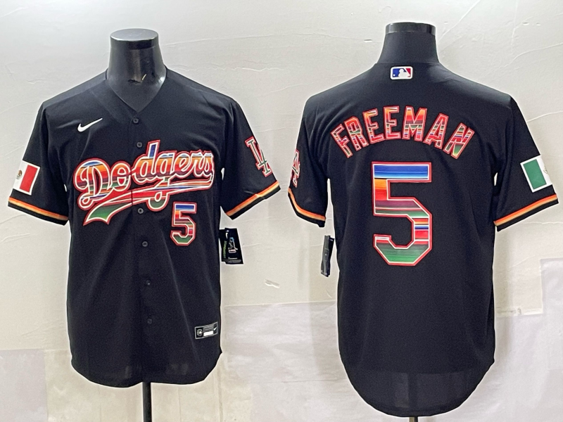 Men's Los Angeles Dodgers Freddie Freeman #5 Black Team Game Jersey