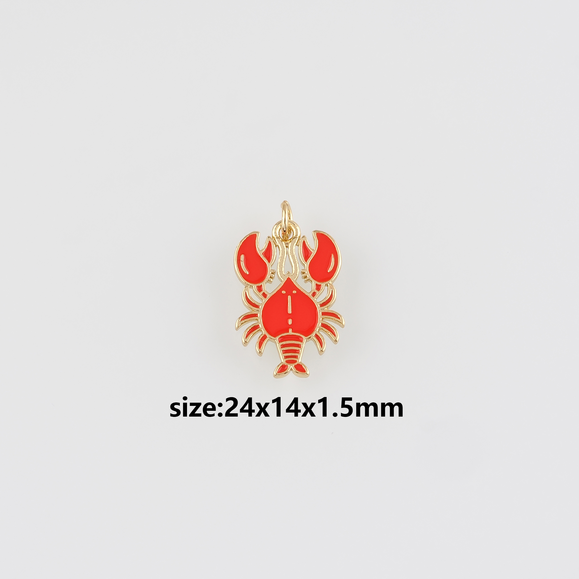 18K Gold Filled Crayfish Pendant,Enamel Marine Life Charm Earrings Necklace for DIY Jewelry Making Supply