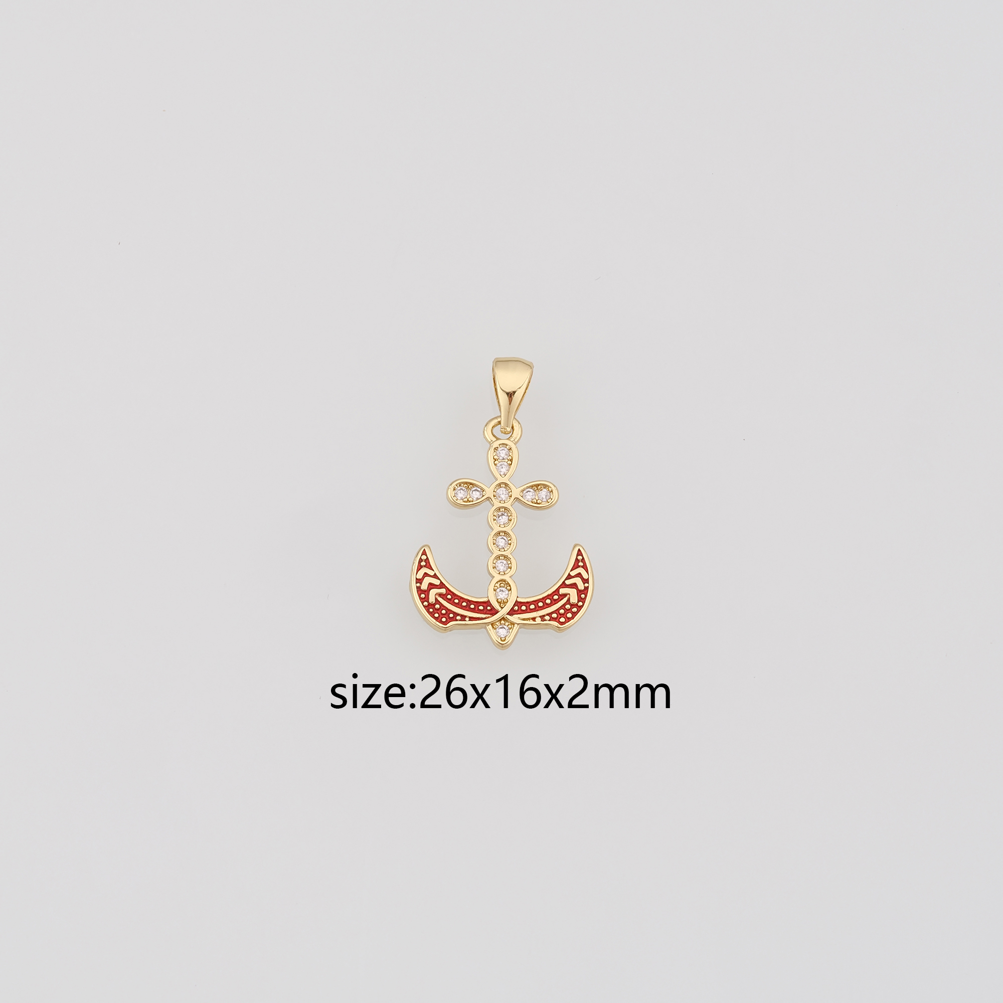 18K Gold Filled Anchor Pendant,CZ Micro Pave Anchor Charm Earrings Necklace for DIY Jewelry Making Supply