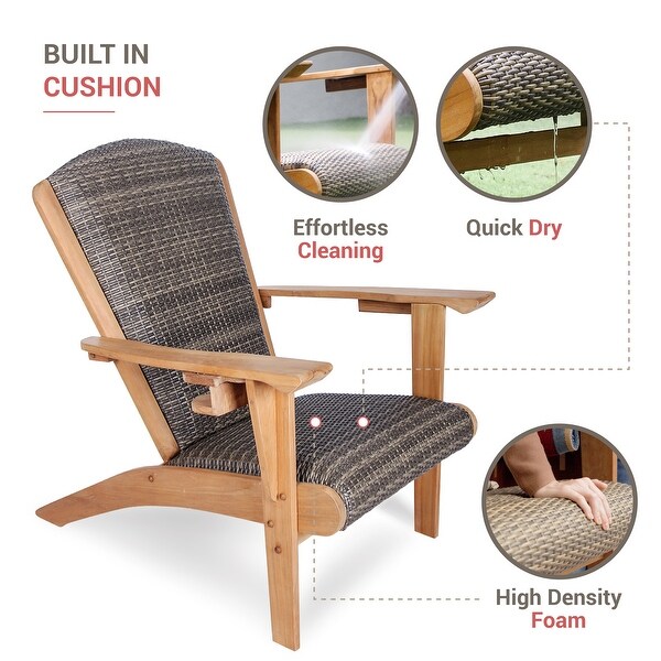 Cambridge Casual Auburn Upholstered Teak Adirondack Chair with Ottoman