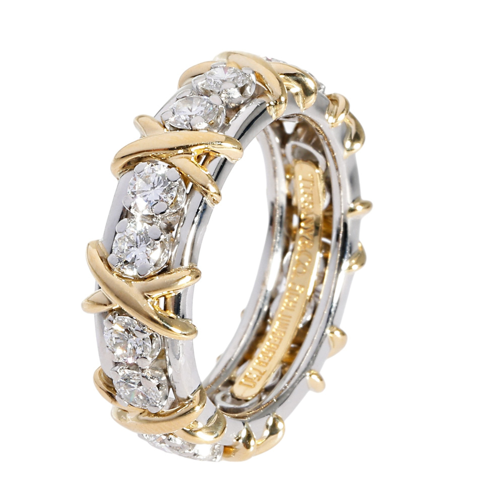 Tiffany & Co. Jean Schlumberger Rin 16 Stone Ring Platinum & 18K Yellow Gold Diamond 60099365