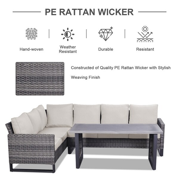 7PCS Sectional PE Wicker Rattan Sofa