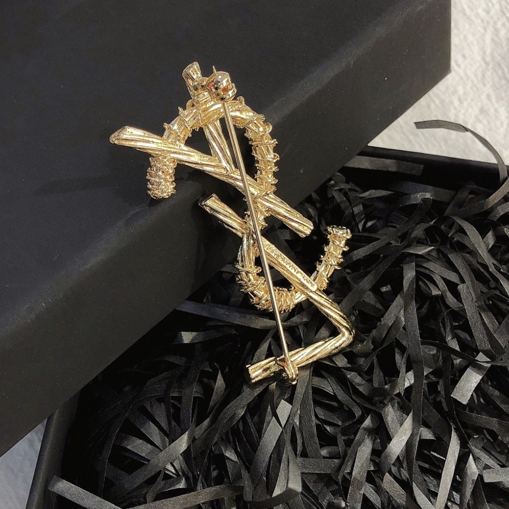 Saint Laurent Ysl Brooch Gold