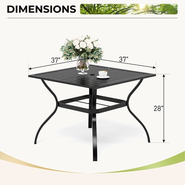 MAISON ARTS 5/7piece Patio Dining Set,4/6 Rattan Swivel Chairs with Cushion and 1 Metal Table with Umbrella Hole