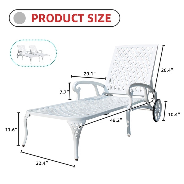 Swimming pool recliner,cast aluminum recliner with wheels set of 2