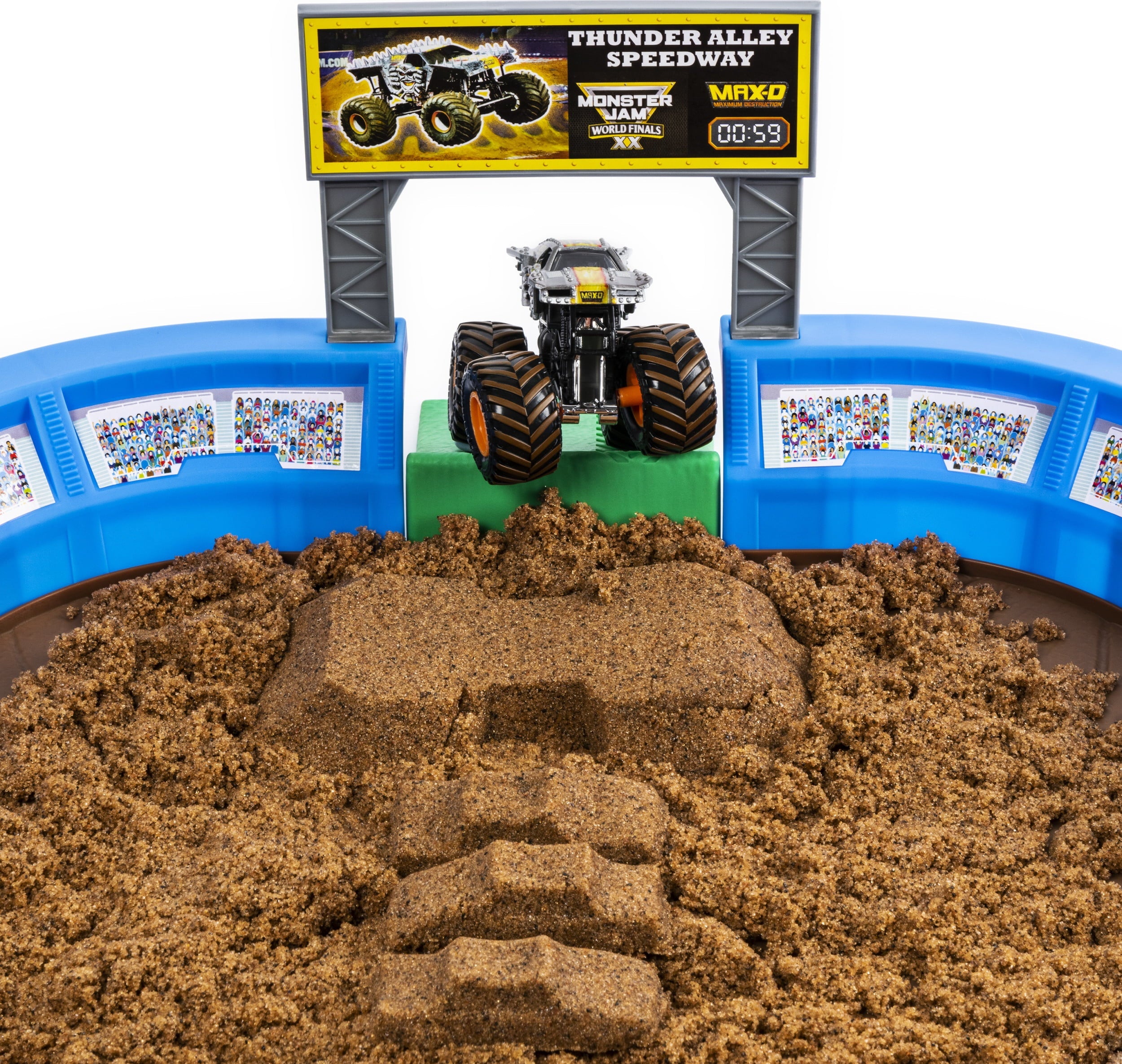 Monster Jam, Monster Dirt Arena 24-inch Playset with 2lbs of Monster Dirt and Exclusive 1:64 Scale Die-Cast Monster Jam Truck