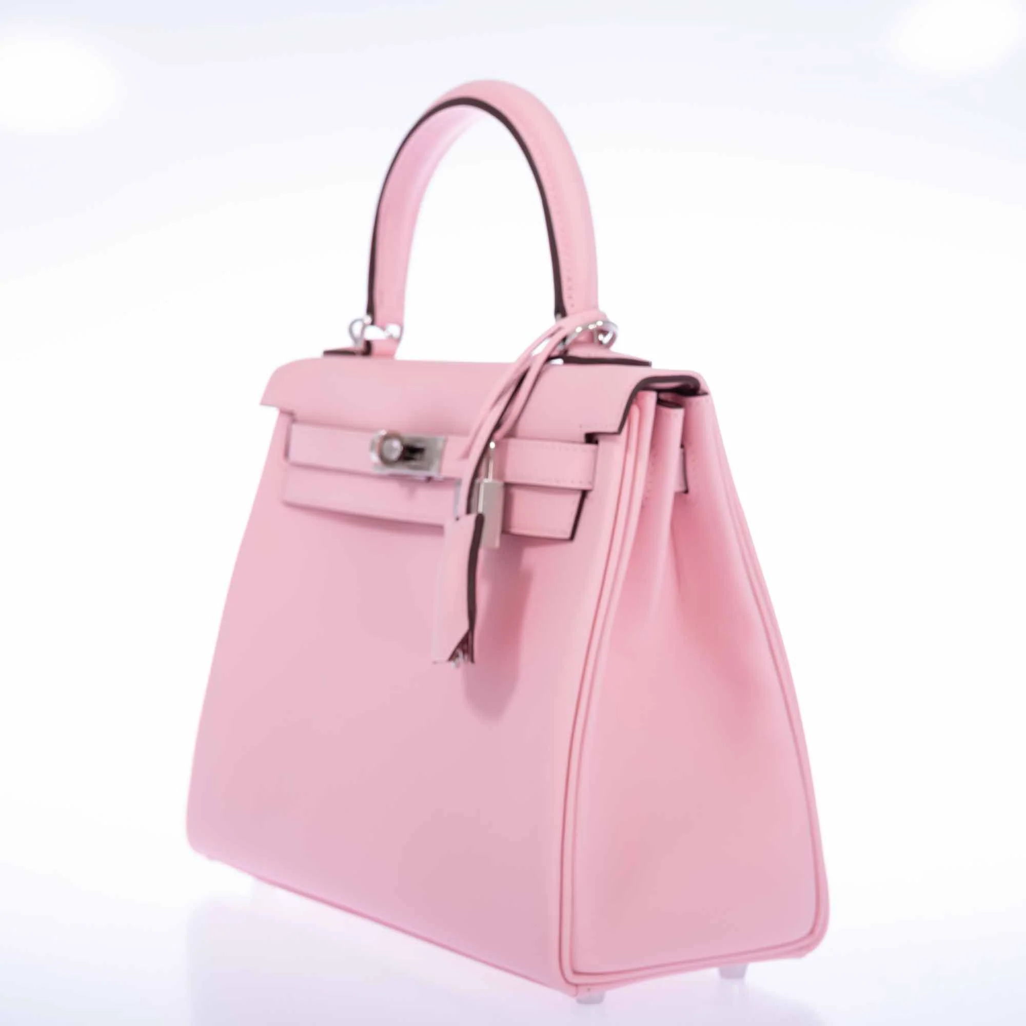 Hermès Kelly 25 Retourné Rose Sakura Swift Palladium Hardware