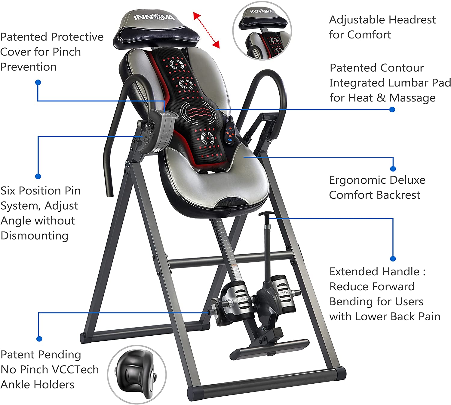 INNOVA HEALTH AND FITNESS ITM5900 Advanced Heat and Massage Inversion Table  sgtnighsdesigns