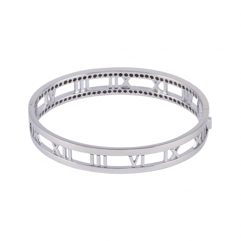 Tiffany & Co. Atlas Open Bracelet 18K White Gold Diamond