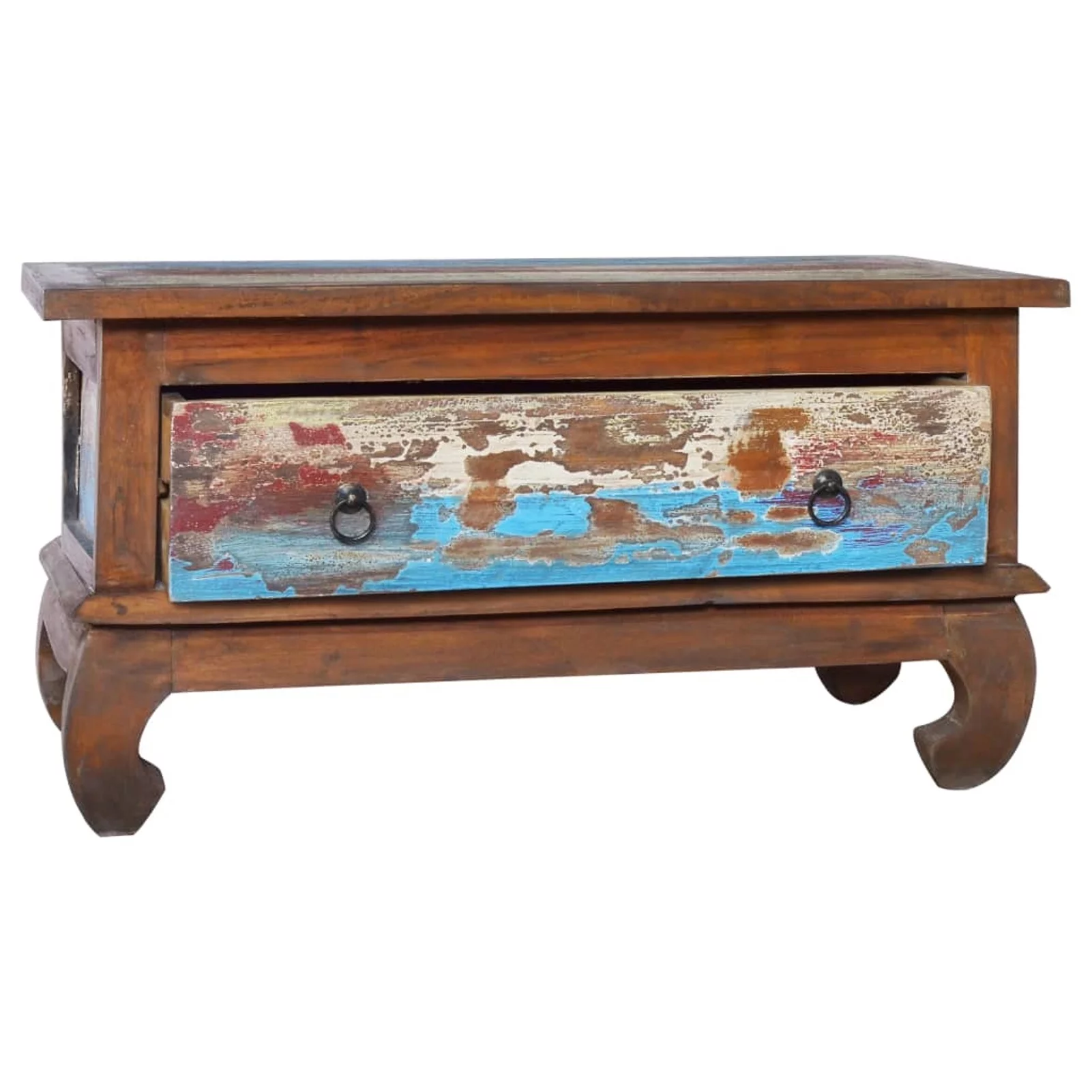 Dcenta Coffee Table with Storage Drawer Reclaimed Teak Wood Sofa and Couch End Side Table for Living Room, Home Furniture 31.5 x 19.7 x 15.7 Inches (L x W x H)