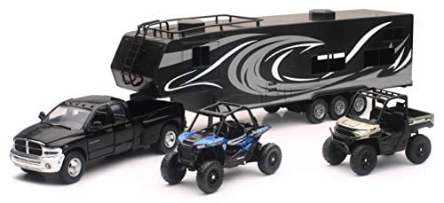 NEW-RAY – 37046 – REPLICA TRUCK/TOY HAULER/UTVS RAM DUALLY/TRAILER/POL UTV